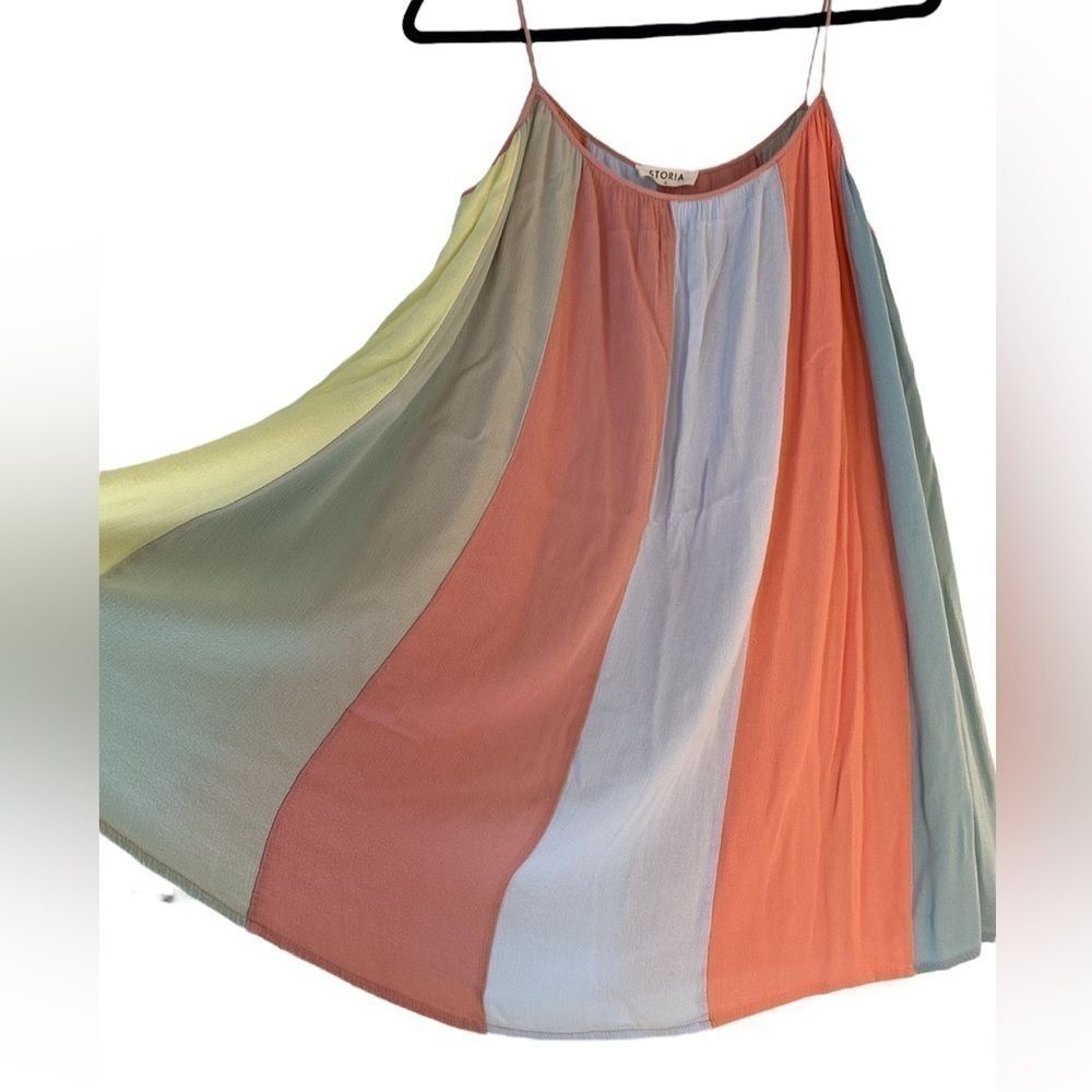 STORIA PASTEL VERTICAL STRIPED DRESS SIZE SMALL